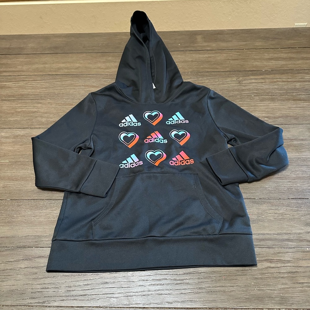 Adidas Kids 10/12  Hoodie with Multicolor Heart Graphics